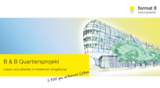 Titelseite der PowerPoint Präsentation für format 8 mit einer Illustration eines von format 8 realisiertem Gebäude.
