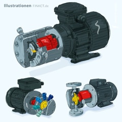 grafikagentur-benesch-design-Technischezeichnung, Maschine, Pumpe, Illustration, Scribble, Digitale Art, Grafik Design, Artdirektion, Stuttgart, Esslingen, Neuhausen auf den Fildern.