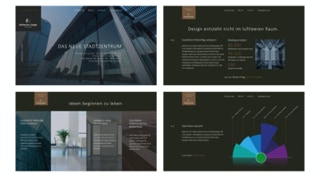 Eine Übersicht über verschiedenen Musterfolien der PowerPoint Präsentation von Zeiger Immobilien.