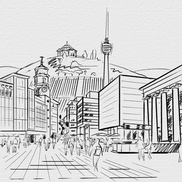 Illustration Königstrasse Stuttgart – Benesch-Design