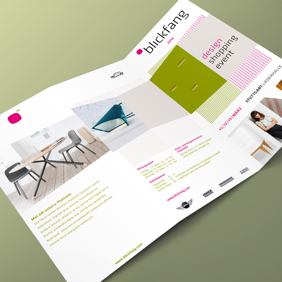 Flyer für blickfang. Grafik Design Arbeitsprobe, Esslingen, Stuttgart, Neuhausen auf den Fildern.