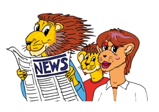 Löwenfamilie, Zeitung lesen, Löwe, Comic, Zeichnung, Illustration, Grafik Design, Artdirektion, Stuttgart, Esslingen, Neuhausen auf den Fildern.