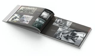 Jubiläumsbroschüre der DÜRR Group, Rubrik »Handwerk und Hightech« Auf mehreren Doppelseiten sind alte und neue Fertigungsverfahren zu sehen.